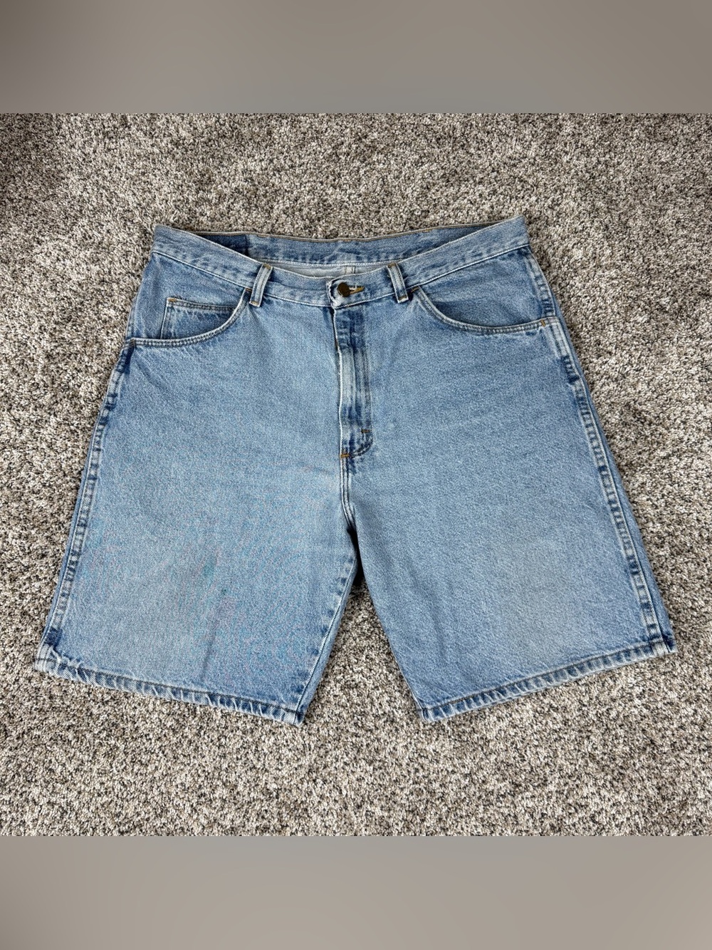 Sz 34 Men’s Wrangler Classic Fit Cotton Denim Jean Shorts Jorts Light Blue
